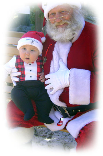 Santa visiting with a child